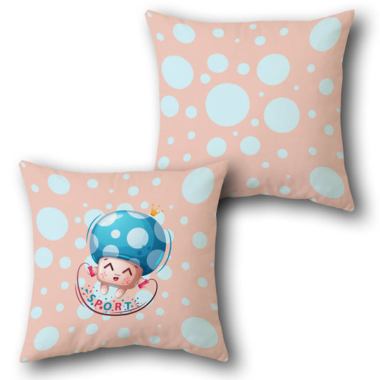 Sporty Mushroom Character     Design Cushion Single (Front & Back)