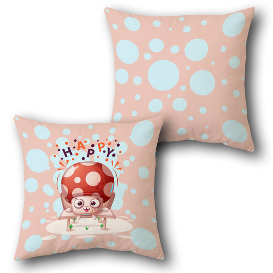 Happy Red Mushroom Character     Design Cushion Single (Front & Back)