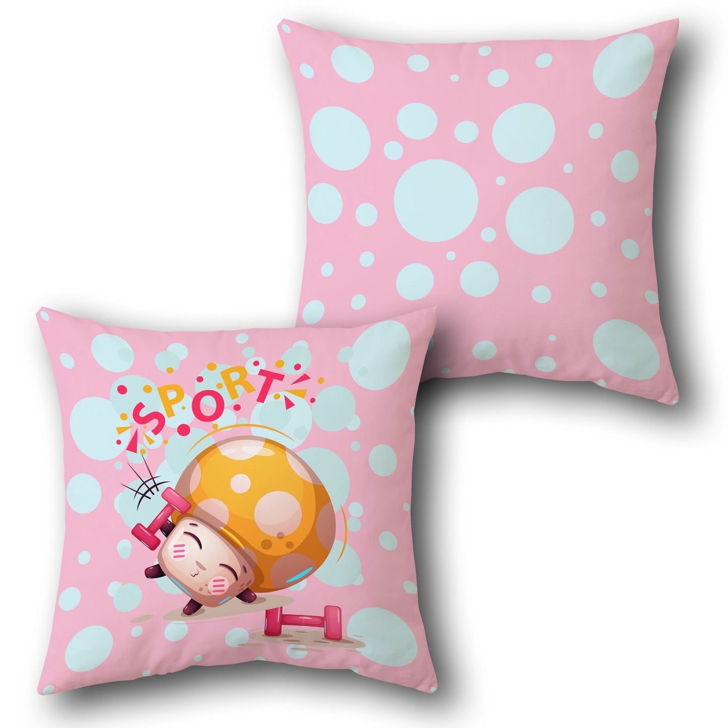 Sporty Yellow Mushroom Girl     Design Cushion Single (Front & Back)