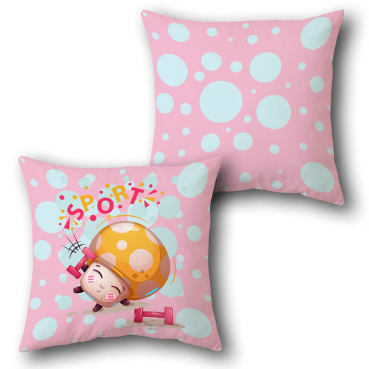 Sporty Yellow Mushroom Girl     Design Cushion Single (Front & Back)
