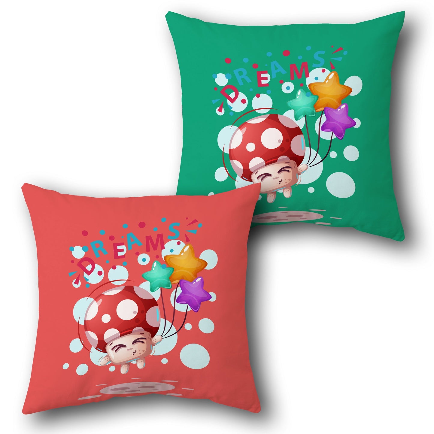 Dreamy Balloon Mushroom     Design Cushion Single (Front & Back)