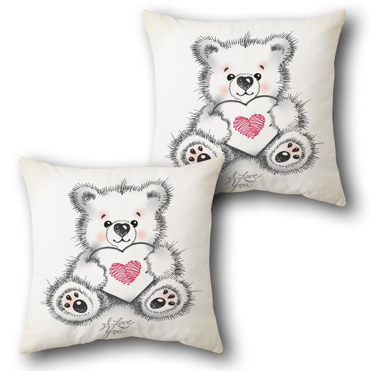 Cuddly Bear Love    Design Cushion Single (Front & Back)