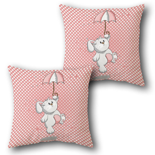 Polka Dot Bunny Umbrella    Design Cushion Single (Front & Back)