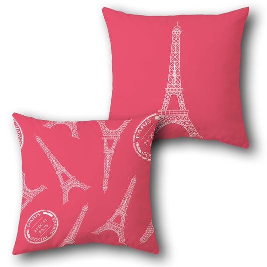 Eiffel Tower Stamp  Design Cushion Single (Front & Back)