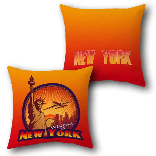 Welcome to New York  Design Cushion Single (Front & Back)
