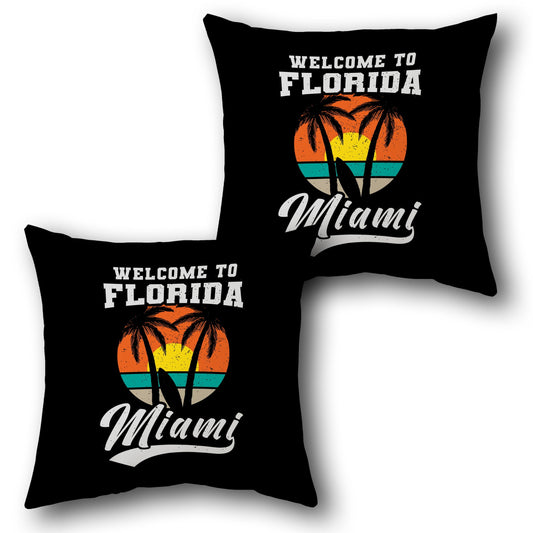 Welcome to Florida Miami  Design Cushion Single (Front & Back)