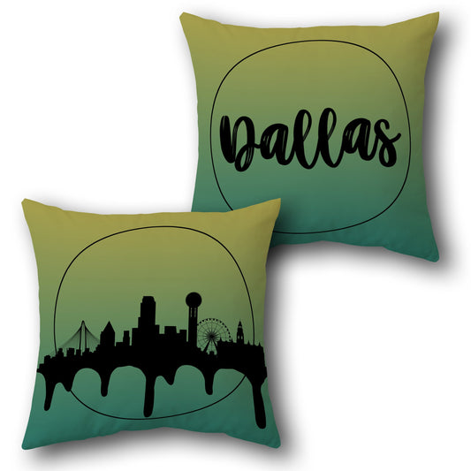 Dallas Skyline  Design Cushion Single (Front & Back)
