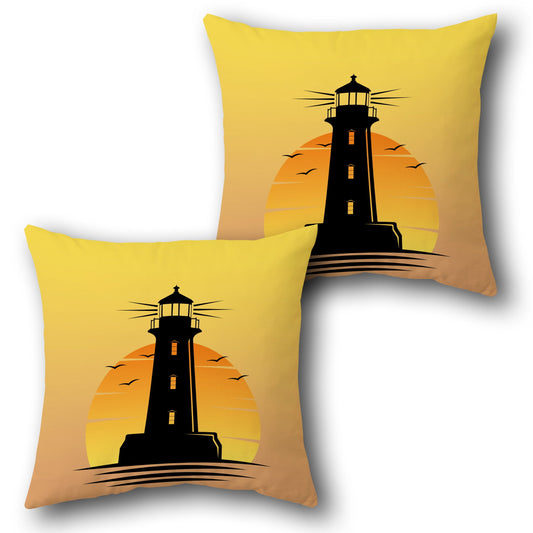 Lighthouse Sunset  Design Cushion Single (Front & Back)