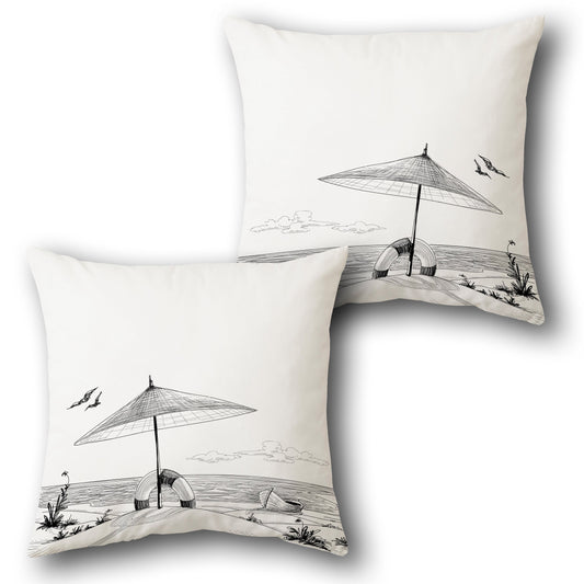 Beach Umbrella Sketch  Design Cushion Single (Front & Back)