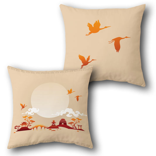 Japanese Cranes  Design Cushion Single (Front & Back)
