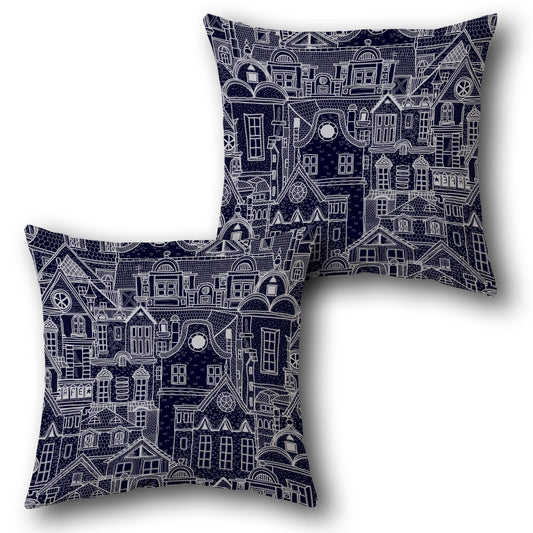 Village Skyline  Design Cushion Single (Front & Back)