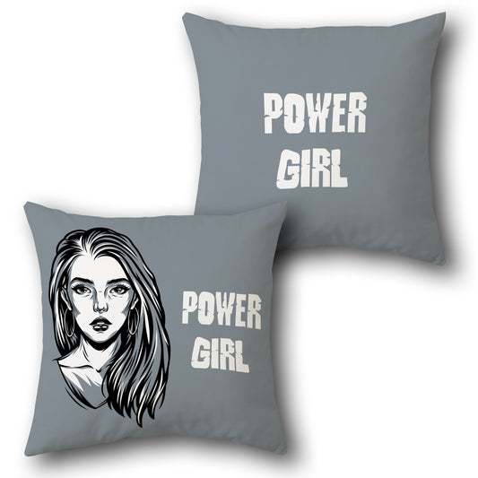 Grey Power Girl Decorative   Design Cushion Single (Front & Back)