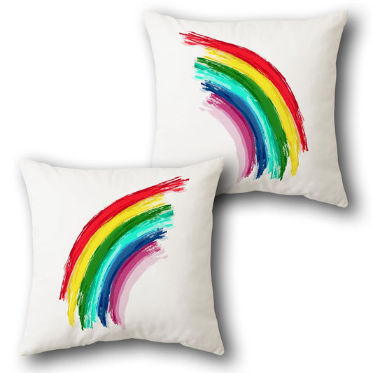 White Rainbow Stroke Decorative   Design Cushion Single (Front & Back)