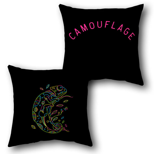 Black Camouflage Chameleon Decorative   Design Cushion Single (Front & Back)