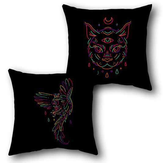 Black Mystic Neon Decorative   Design Cushion Single (Front & Back)