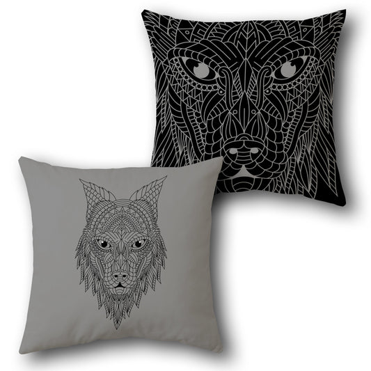 Tribal Wolf   Design Cushion Single (Front & Back)
