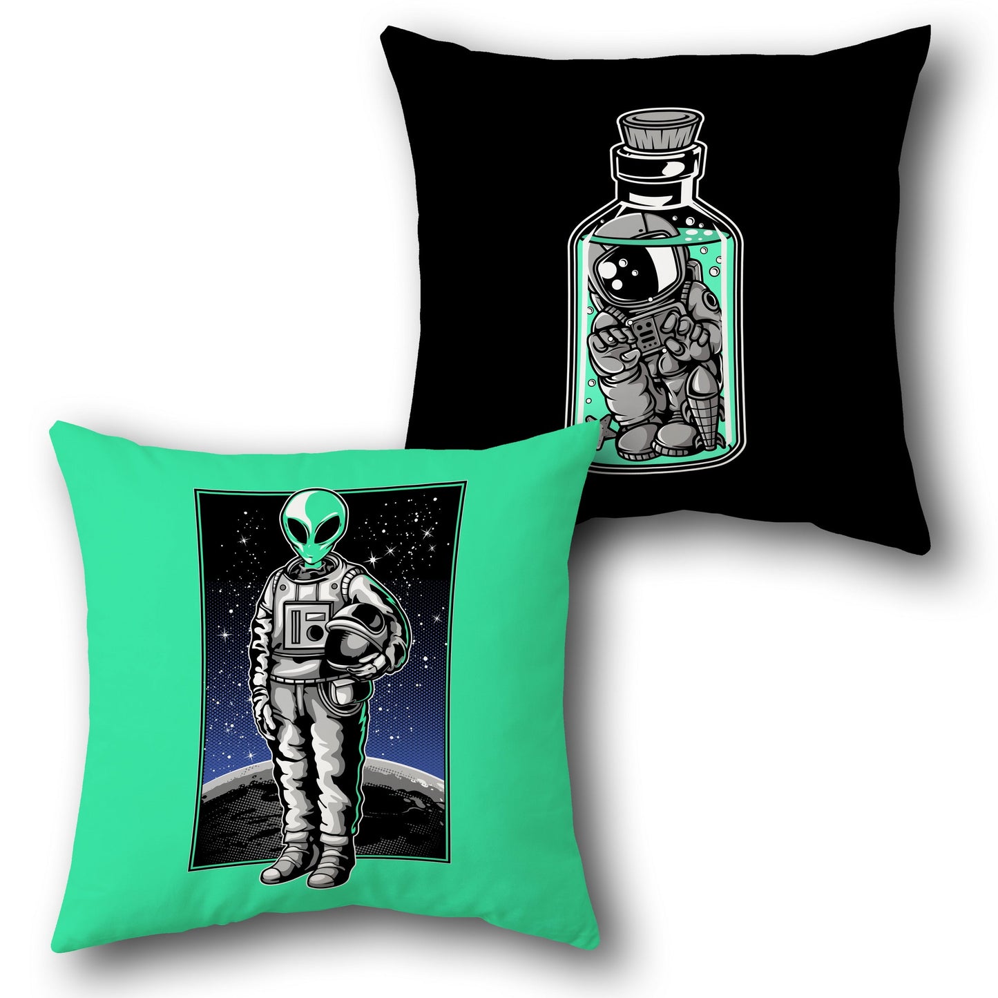 Neon Lion   in Black with Vibrant Lion Illustrations Design Cushion Single (Front & Back)