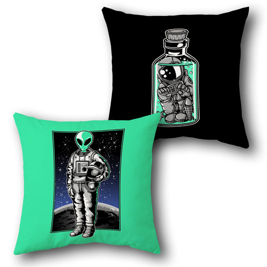 Neon Lion   in Black with Vibrant Lion Illustrations Design Cushion Single (Front & Back)