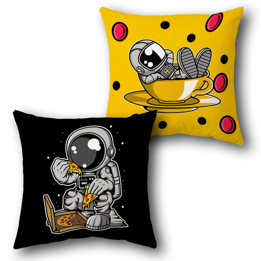 Cozy Cosmos & Pizza Space     Design Cushion Single (Front & Back)