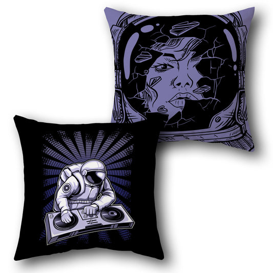 Astronaut DJ   - Space Music Lover's Dream Design Cushion Single (Front & Back)