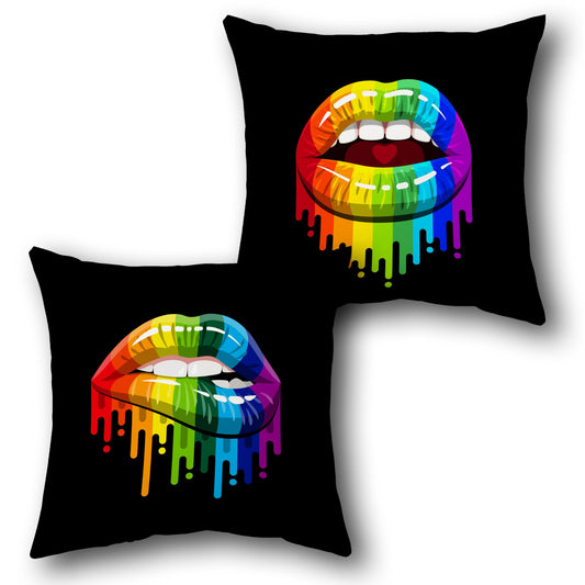 Rainbow Drip Lips   – Pride Pop Art Vibe  Design Cushion Single (Front & Back)