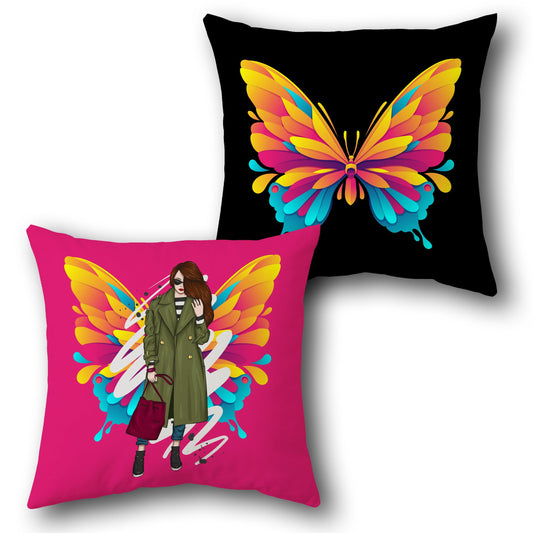 Urban Butterfly Wings Throw    Design Cushion Single (Front & Back)