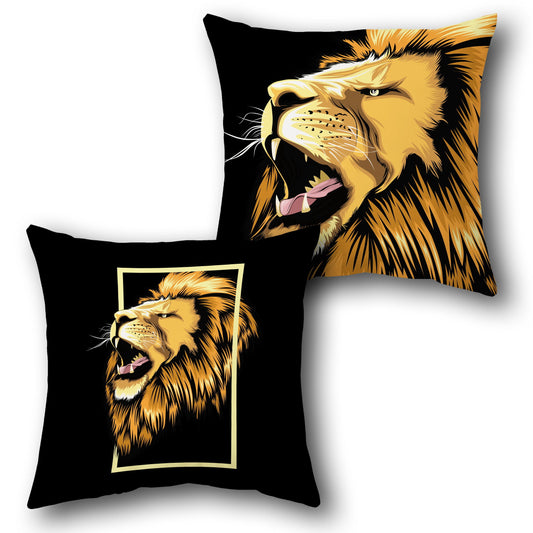 Majestic Lion Roar Cushion (Single Piece | Front & Back Design)