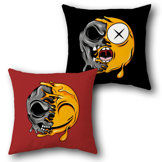 Melted Skull & Emoji Cushion (Single Piece | Front & Back Design)