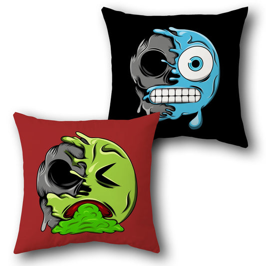 Meltdown Skull Emoji Cushion (Single Piece | Front & Back Design) 