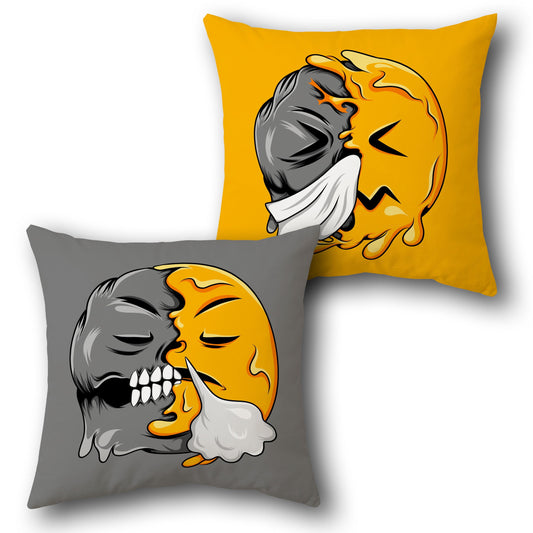 Emoji Sneeze Skull Cushion (Single Piece | Front & Back Design)