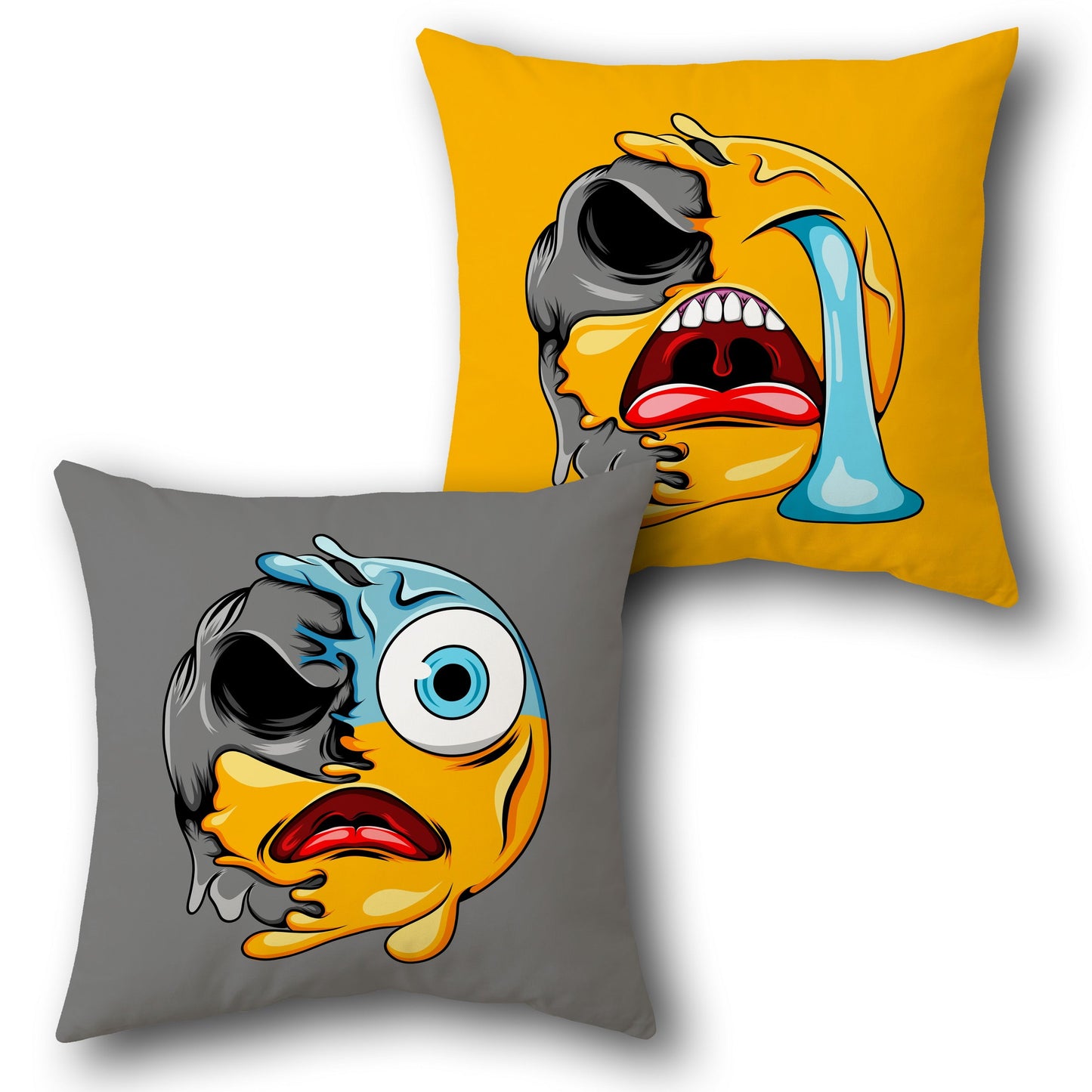 Crying Skull Emoji Cushion (Single Piece | Front & Back Design)