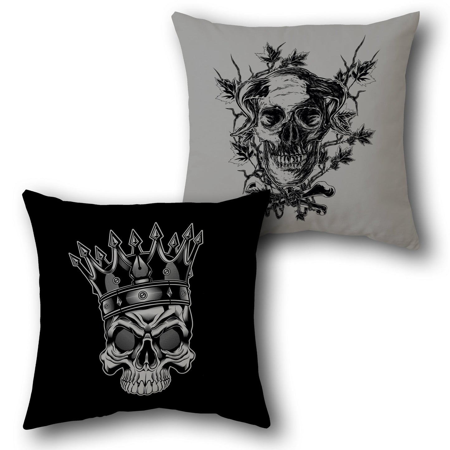 Skull Royalty Reversible Cushion (Double-Sided | Gothic Majesty & Nature Decay)