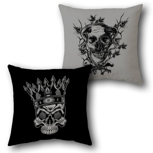 Skull Royalty Reversible Cushion (Double-Sided | Gothic Majesty & Nature Decay)