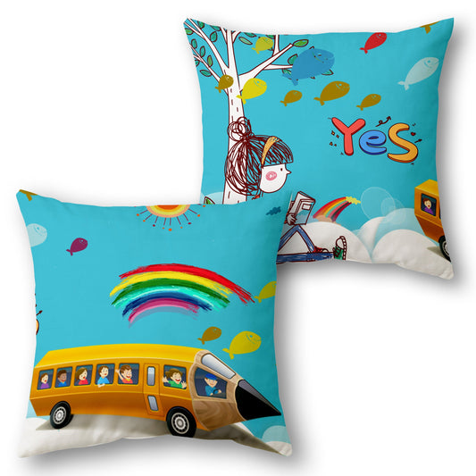 School Bus Adventure  Design Cushion Single (Front & Back)