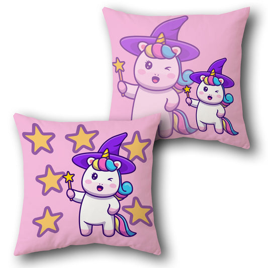Magical Unicorn Witch Cushion (Single, Front & Back)