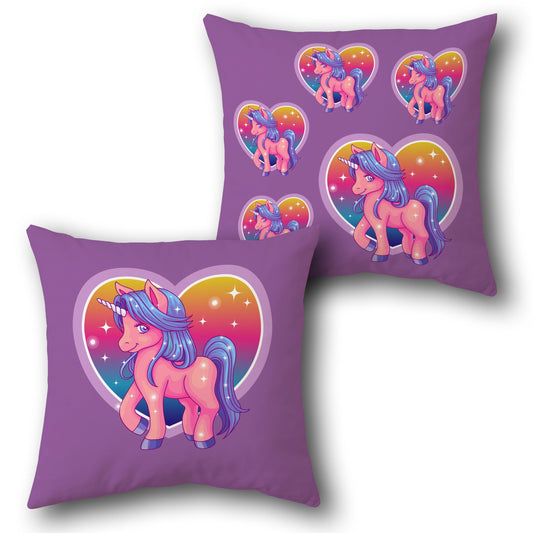 Unicorn Rainbow Heart Cushion (Single, Front & Back)