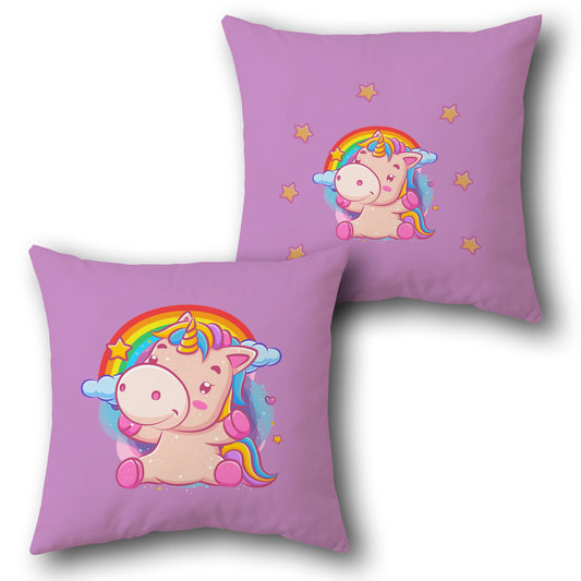 Rainbow Unicorn Cushion (Single, Front & Back)
