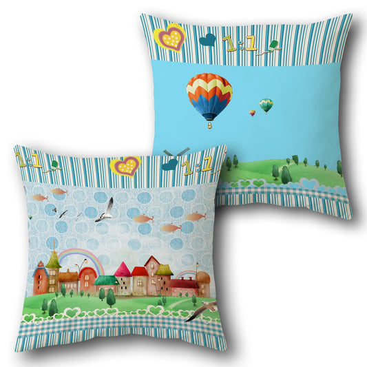 Whimsical Village   Design Cushion Single (Front & Back)