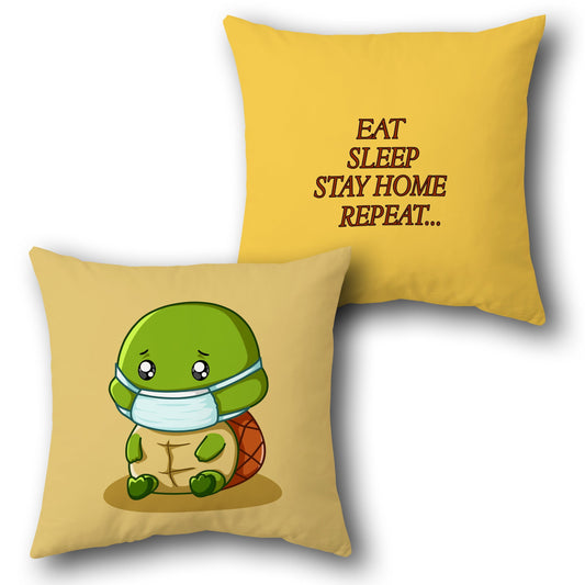"Stay Home Turtle"   Design Cushion Single (Front & Back)