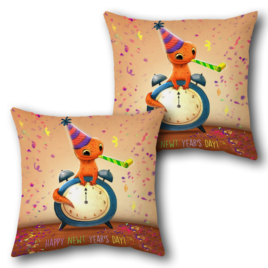 Festive New Year Lizard   Design Cushion Single (Front & Back)