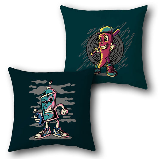 "Graffiti Chili & Spray Can"   Design Cushion Single (Front & Back)