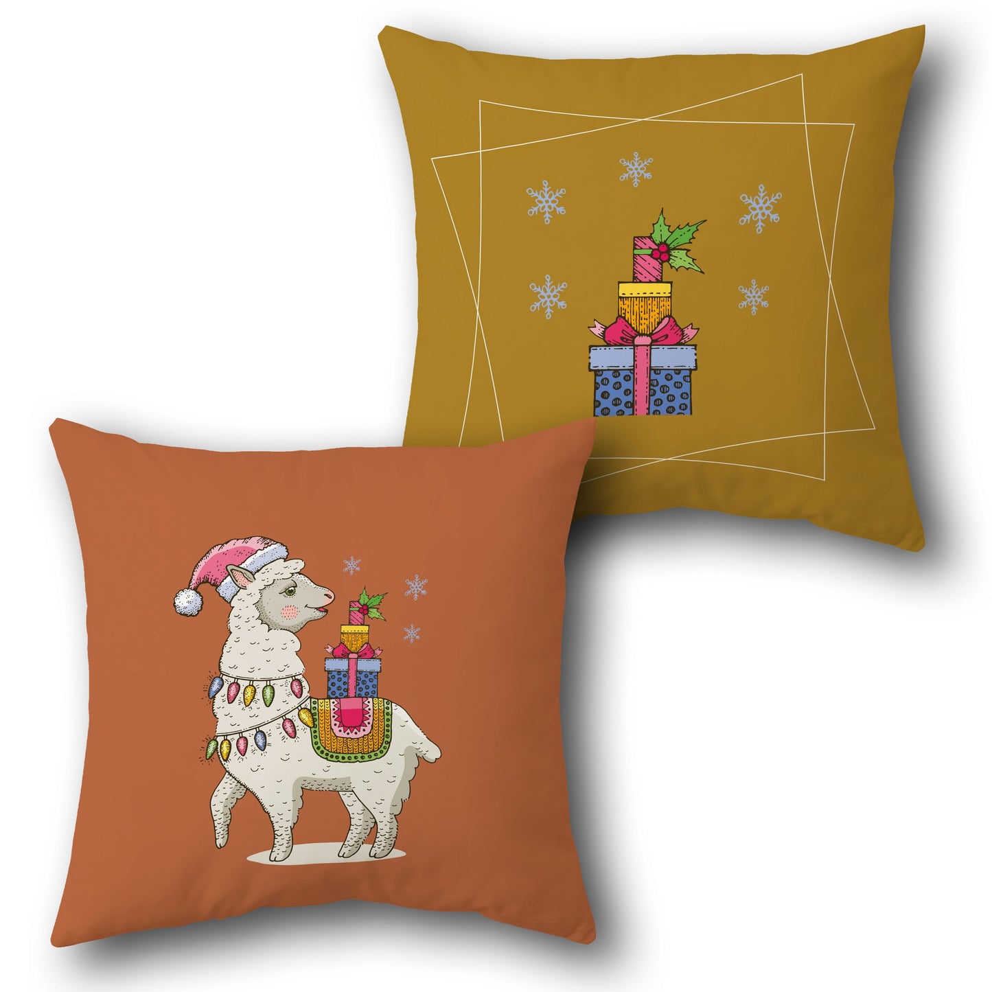 Festive Llama Cushion Single (Front & Back)