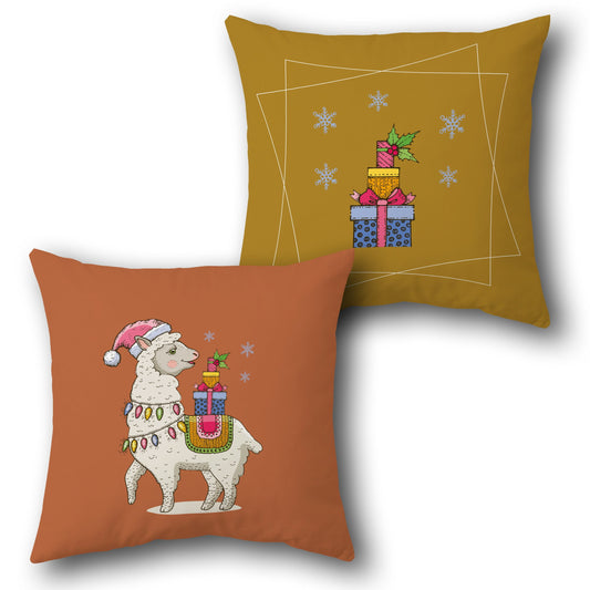 Festive Llama Cushion Single (Front & Back)