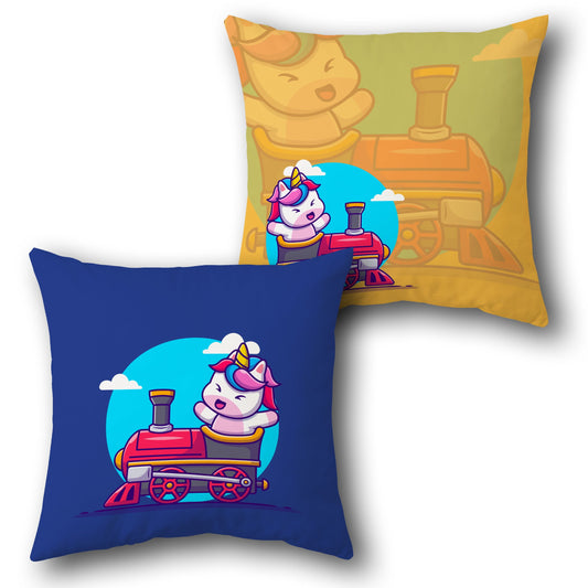 Unicorn Express Train Cushion (Front & Back Design)