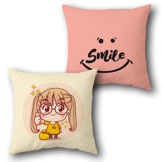 Smiley Girl Thumbs Up Edition Cushion –  (Front & Back Design)