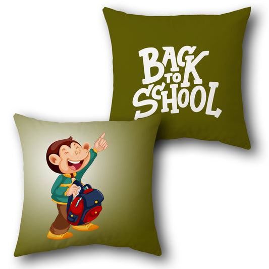Back to School Monkey Dual-Sided Cushion