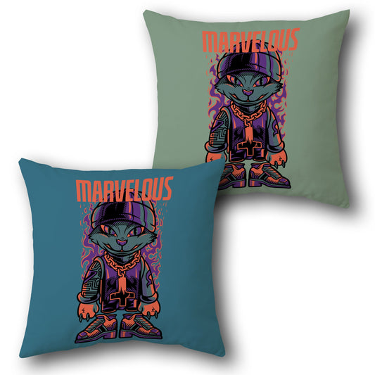 Marvelous Urban Cat Cushion – Dual-Sided Street Style