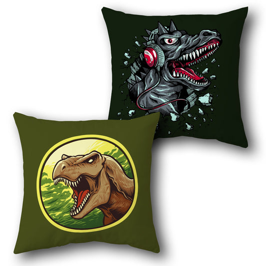 Roaring Dino Vibes Cushion – Dual Side Dinosaur Graphic