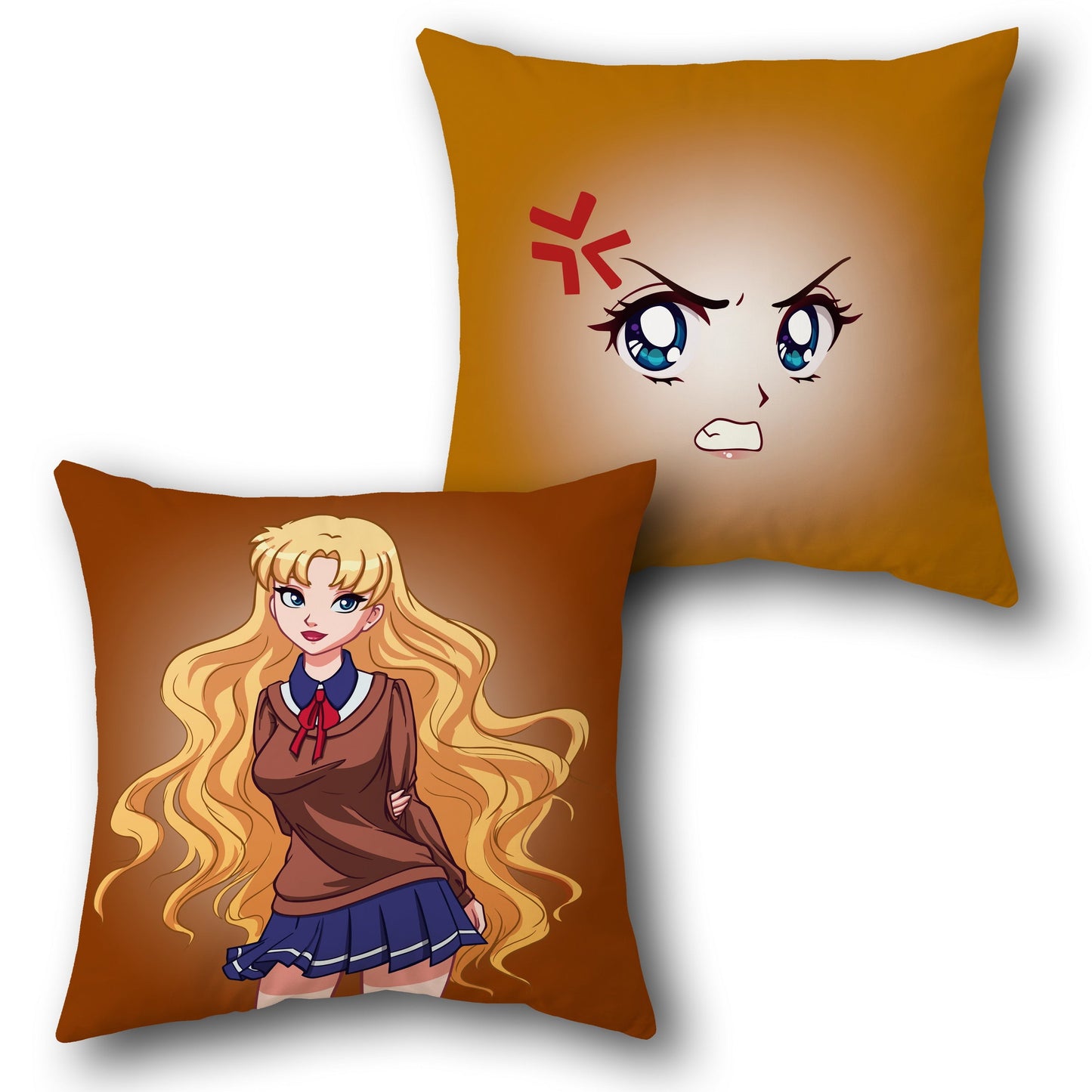 Blonde Anime Girl Dual-Sided Cushion – Expressive & Stylish