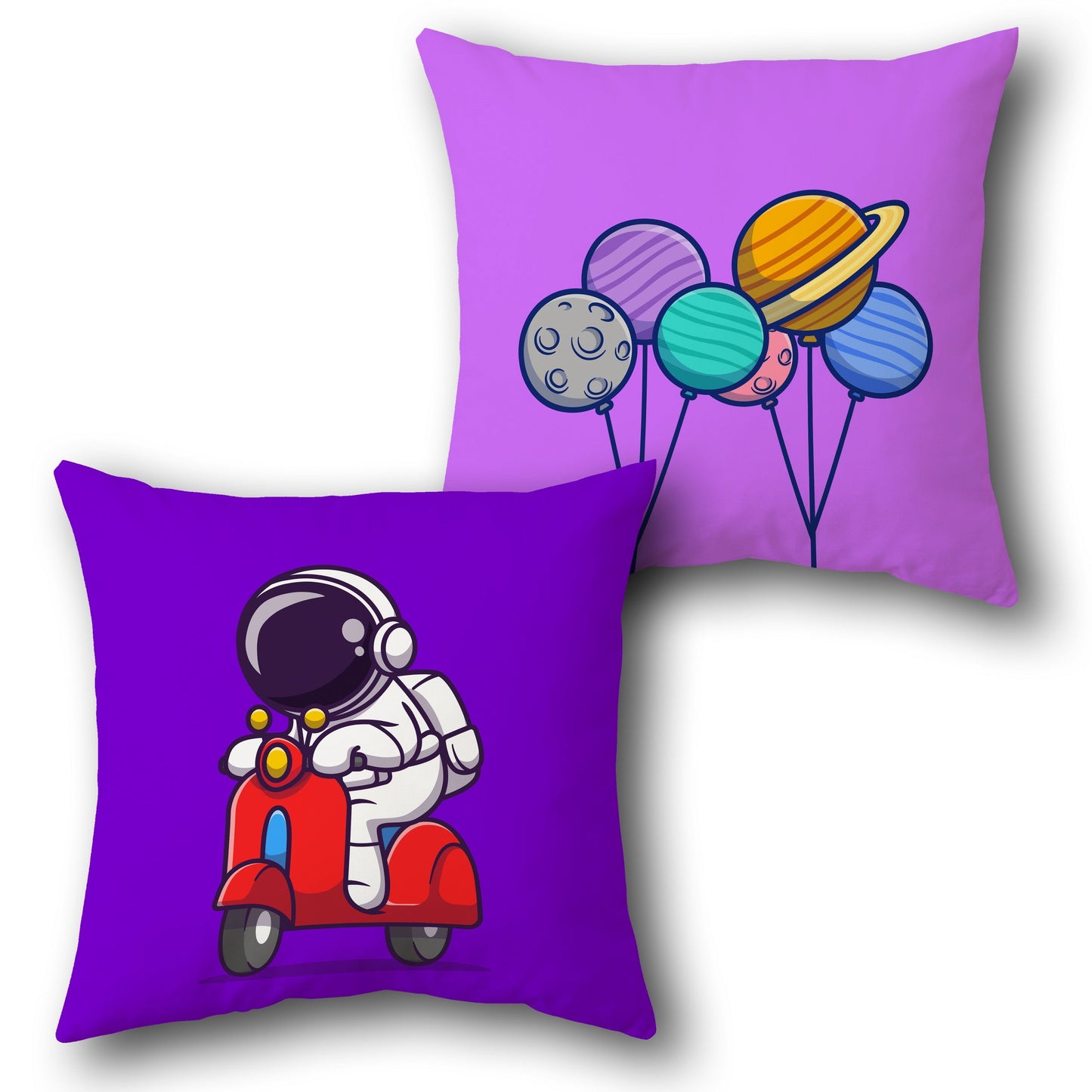 Astronaut Adventure Dual-Sided Cushion – Space Rider & Planet Balloons